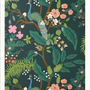 New Anthropologie Rifle Paper Peacock Wallpaper Emerald
